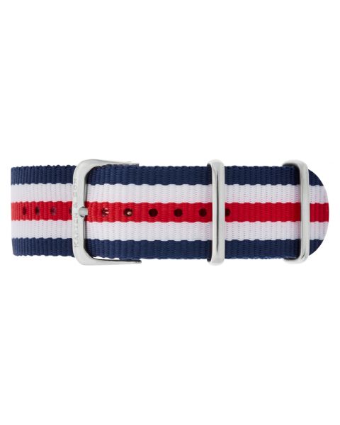 Kapten & Son Campina Silver Nylon Strap Darkblue-White-Red 18mm