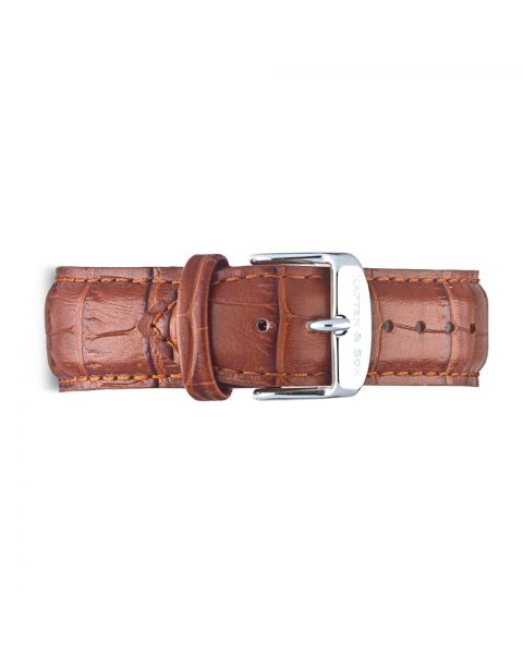 Kapten & Son Leather Brown Croco Campina 18mm Silver