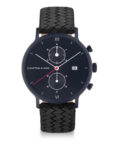 Kapten & Son Chrono Black Midnight Woven 40mm